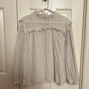 Madewell Cream Eyelet Ruffle Blouse